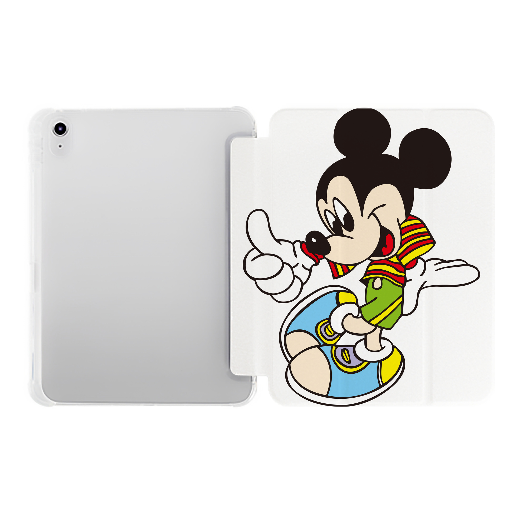 （画像用） ミッキーマウス Mickey Mouse IPad ケース ペン収納付き 三つ折りスタンド PUレザー×シリコン 対応機種9.5/10.5/10.9インチ